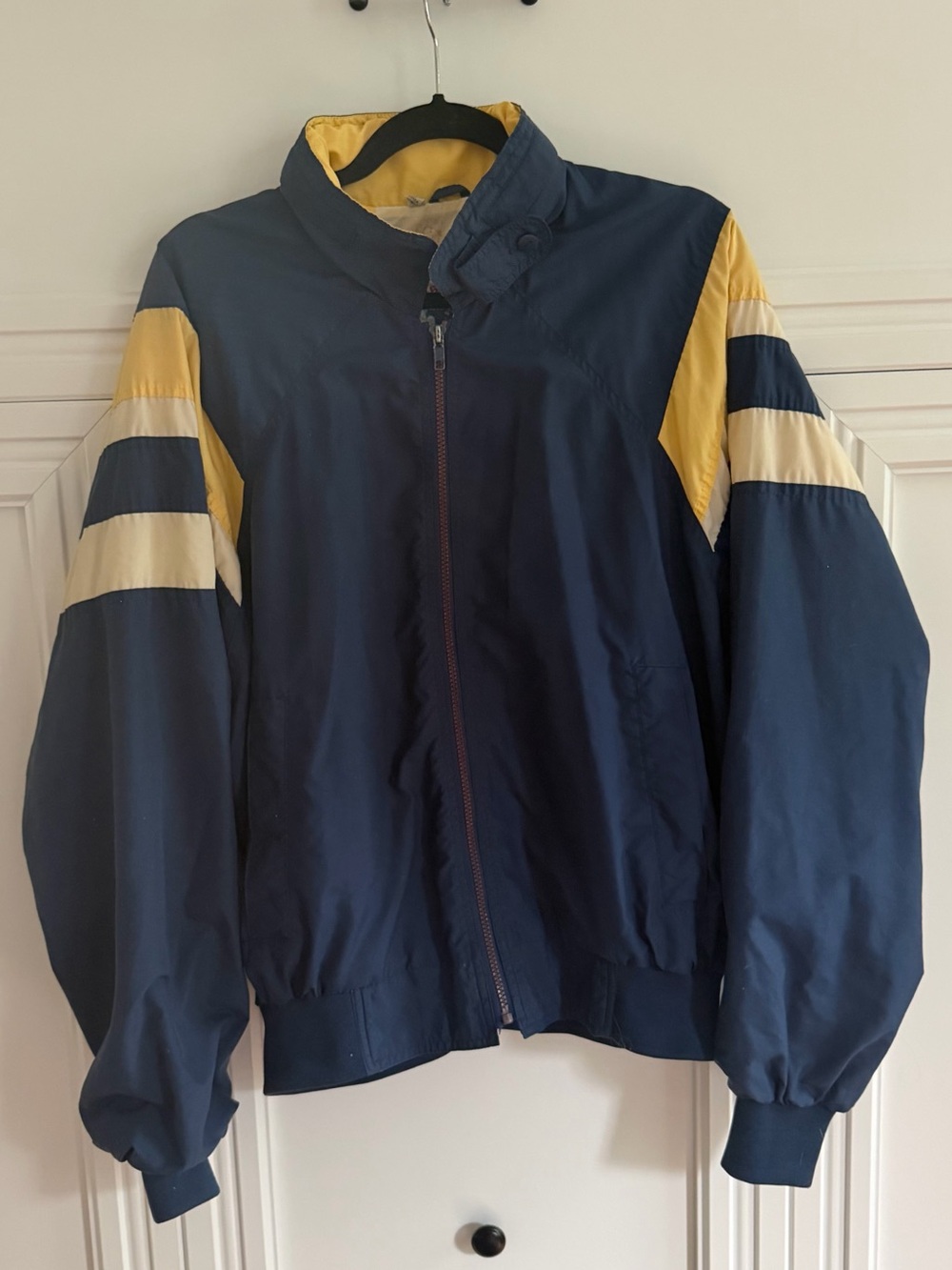 Vintage 80s Members Only World Travel Club Windbreaker Navy Yellow Size Men's XL